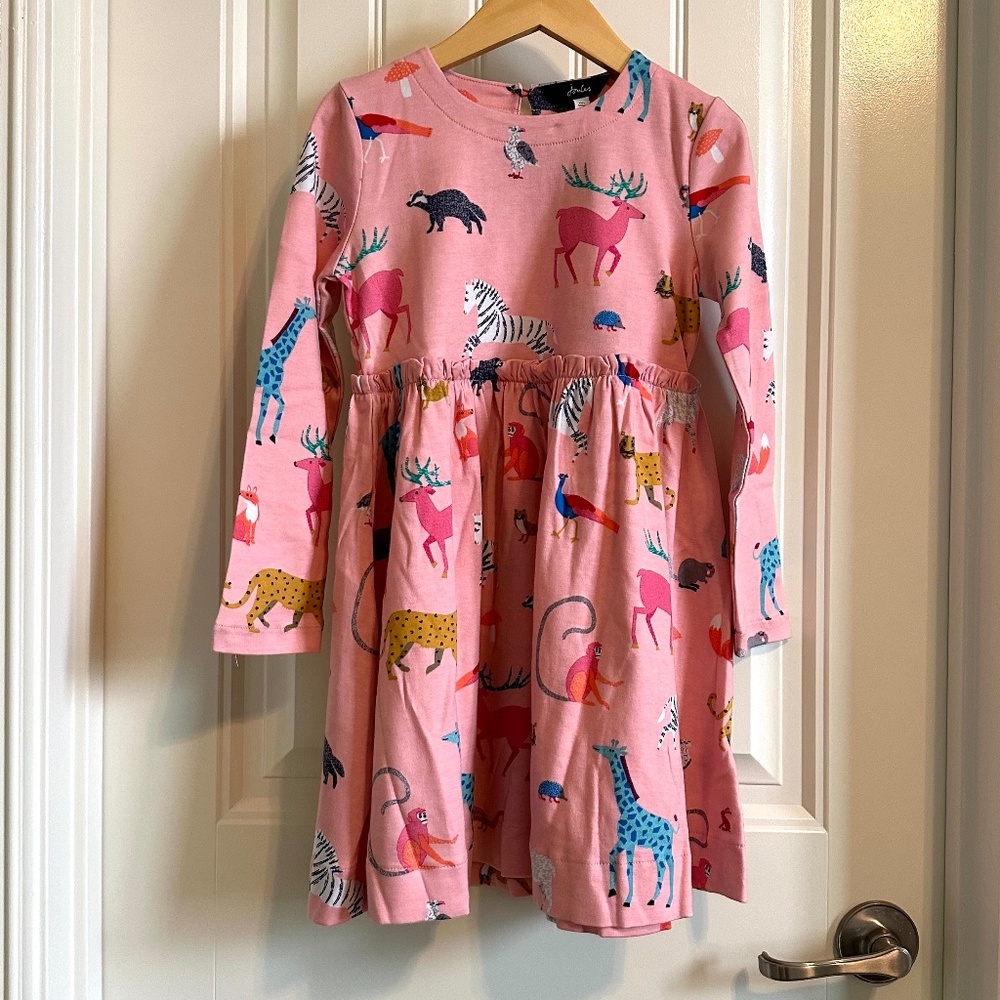 Joules Hampton Pink Animal Girls Dress size 7